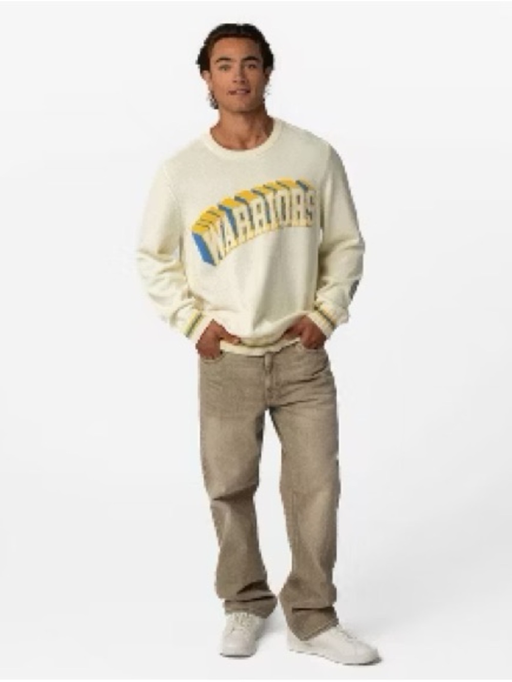 Golden State Warriors The Wild Collective Knit Sweater Cream Unisex - Size XL